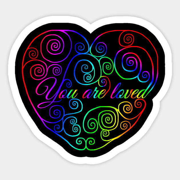 Rainbow You Are Loved Heart Sticker by Art by Deborah Camp